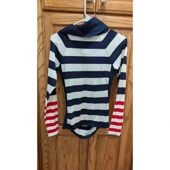 Women's striped red white & blue nautical cowl neck sweater the Limited size S - Picture 3 of 5